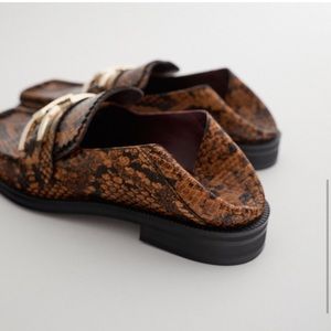 BRAND NEW ZARA Animal Print Open Back Leather Loafers